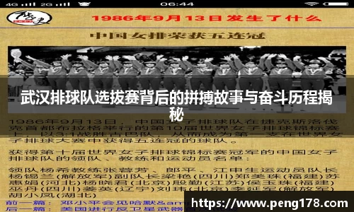 武汉排球队选拔赛背后的拼搏故事与奋斗历程揭秘
